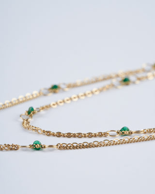 18k gold and emerald station necklace