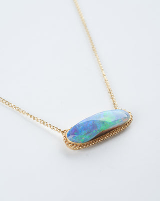 clamshell opal doublet necklace - blue multi