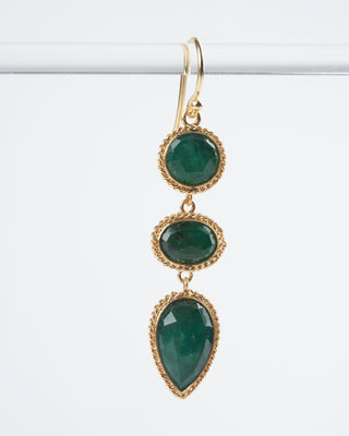 emerald drop earrings - green/ gold