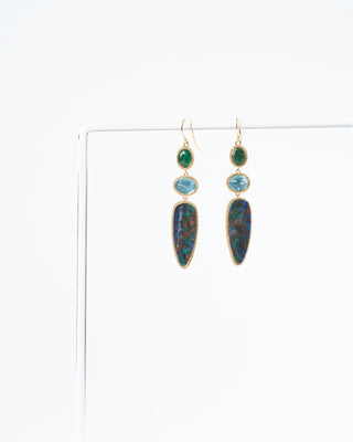 opal, emerald, apatite drop earrings - blue/ green multi