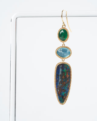 opal, emerald, apatite drop earrings - blue/ green multi