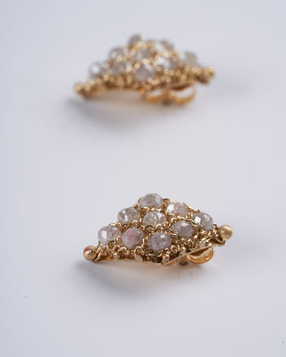 silver diamond woven stud earrings