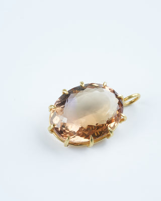ametrine faceted oval pendant - brown/ gold