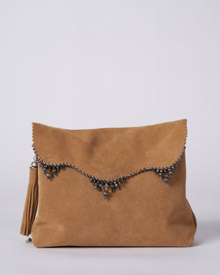 reversible bag - laser cut silver and rust suede