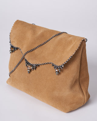 reversible bag - laser cut silver and rust suede
