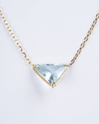 aquamarine shield pendant - aqua/ gold