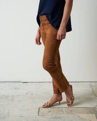 lively stretch suede pant - cigar