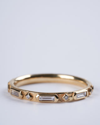 geometric diamond ring - gold