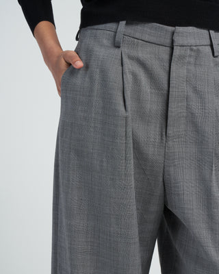 articulated knee trouser - dark grey green plaid
