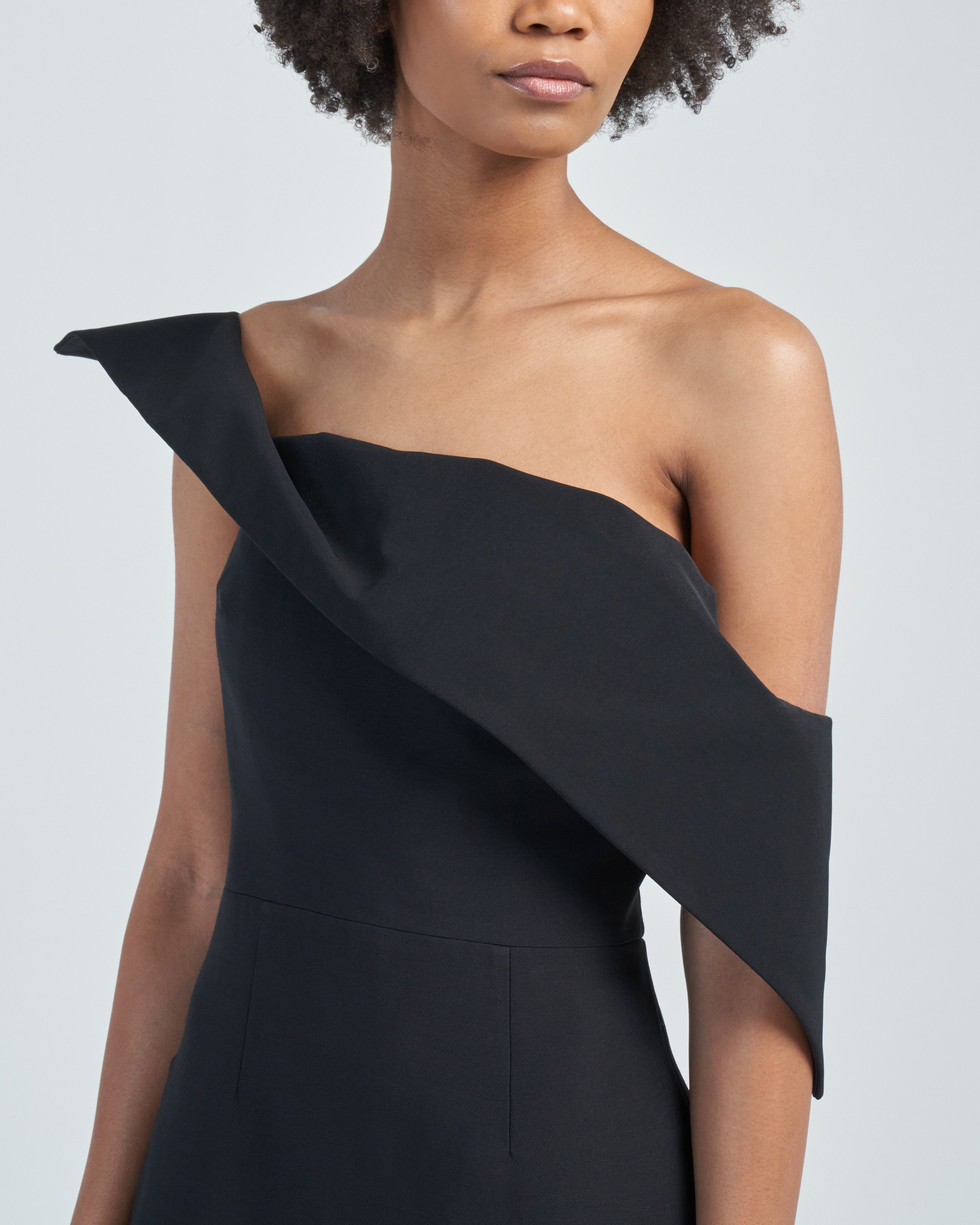 Roland Mouret Asymmetric Wool Silk Midi Dress Black Black Roland Mouret Asymmetric Wool Silk Midi Dress Black Black