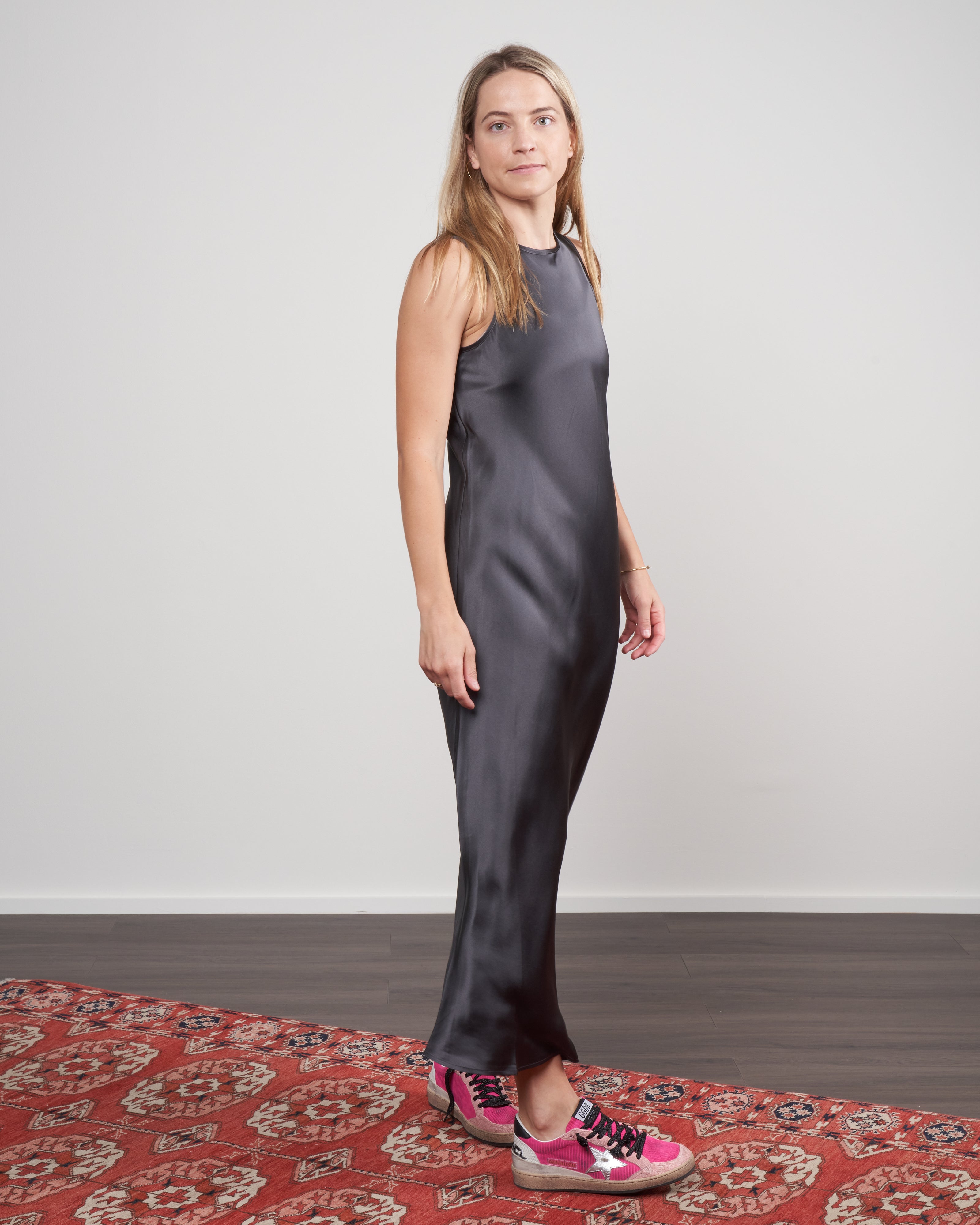 atm maxi dress Atm Silk Charmeuse Maxi Dress Flint