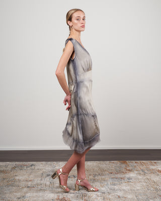 v neck silk dress with slits - burro
