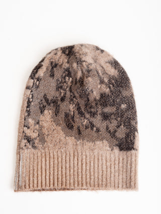 brushed jacquard beanie - suede