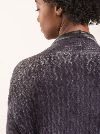 cable stitch cardigan with shaded lamination