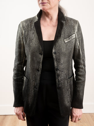 jacket with lamination and studs