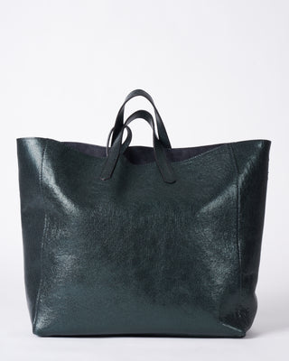 slouchy tote - bottle green embossed dots