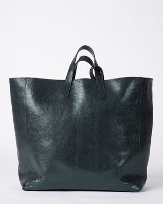 slouchy tote - bottle green embossed dots
