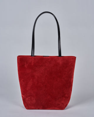 small essential tote - red suede