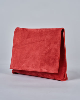 strappy foldover - red suede