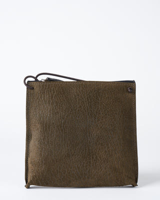strappy pouch - olive embossed suede