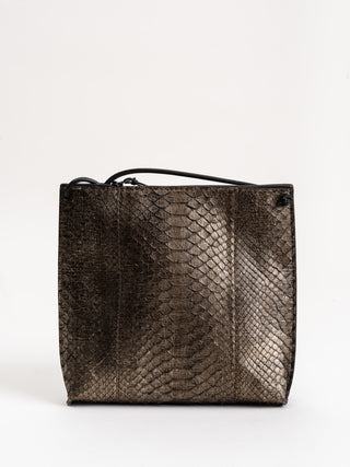 strappy pouch - distressed metal python