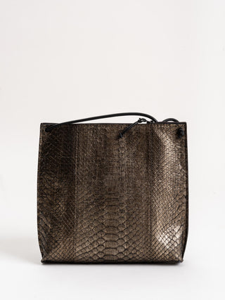strappy pouch - distressed metal python
