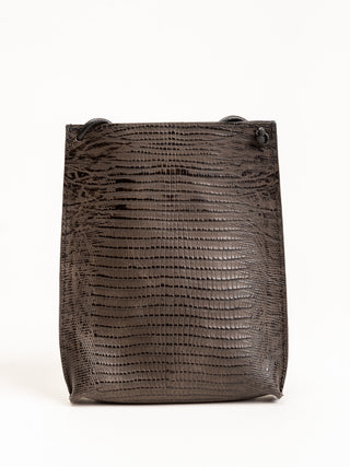 cell pouch - brown embossed lizard