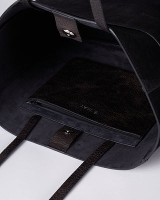 front pocket tote - black suede