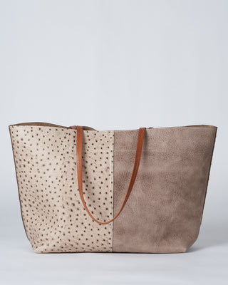 medium essential bag - 2 tone sandstone suede/ ostrich
