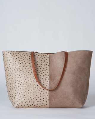 medium essential bag - 2 tone sandstone suede/ ostrich