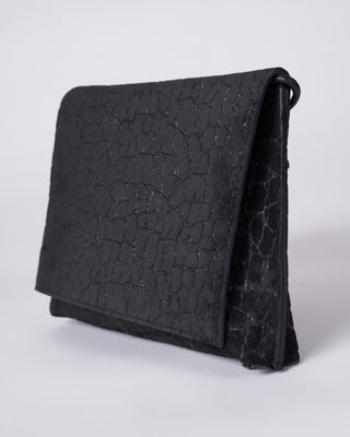 strappy foldover - coal embossed suede