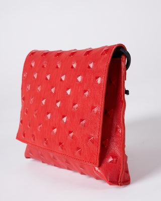 strappy foldover - red stud
