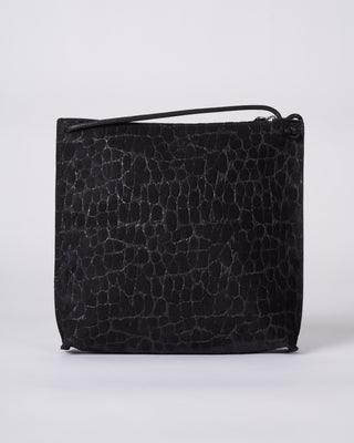 strappy pouch - coal embossed suede