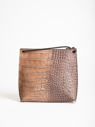 strappy pouch - latte embossed gator