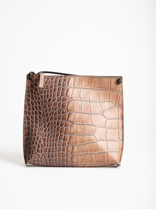 strappy pouch - latte embossed gator