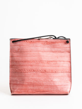 strappy pouch - pink reverse eel
