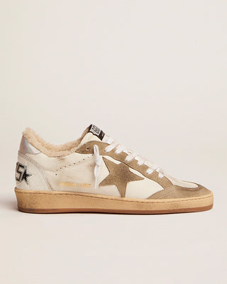 ball star suede toe and star shearling lining - white/taupe/silver