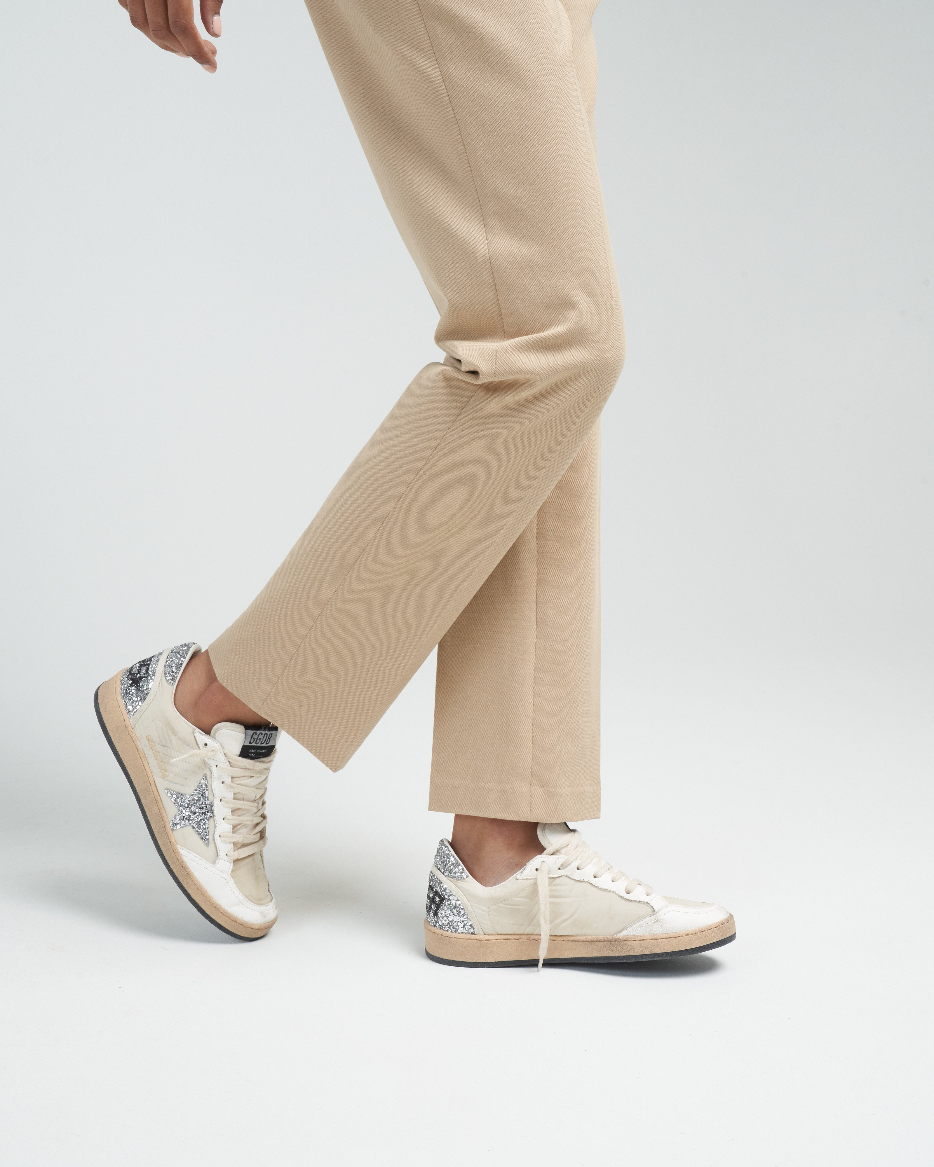 Golden Goose Ballstar Nylon With Glitter Star And Heel White