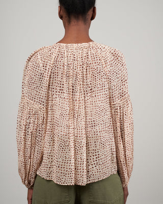 bellita blouse - leopard ikat dot lid