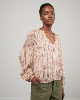 bellita blouse - leopard ikat dot lid