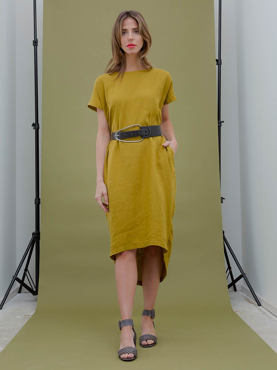 pleated cocoon dress - mustard pleated cocoon dress - mustard