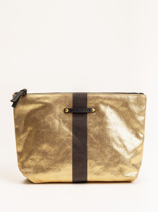 canvas striped pouch - gold/black