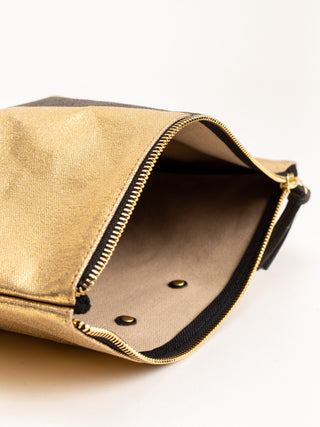canvas striped pouch - gold/black