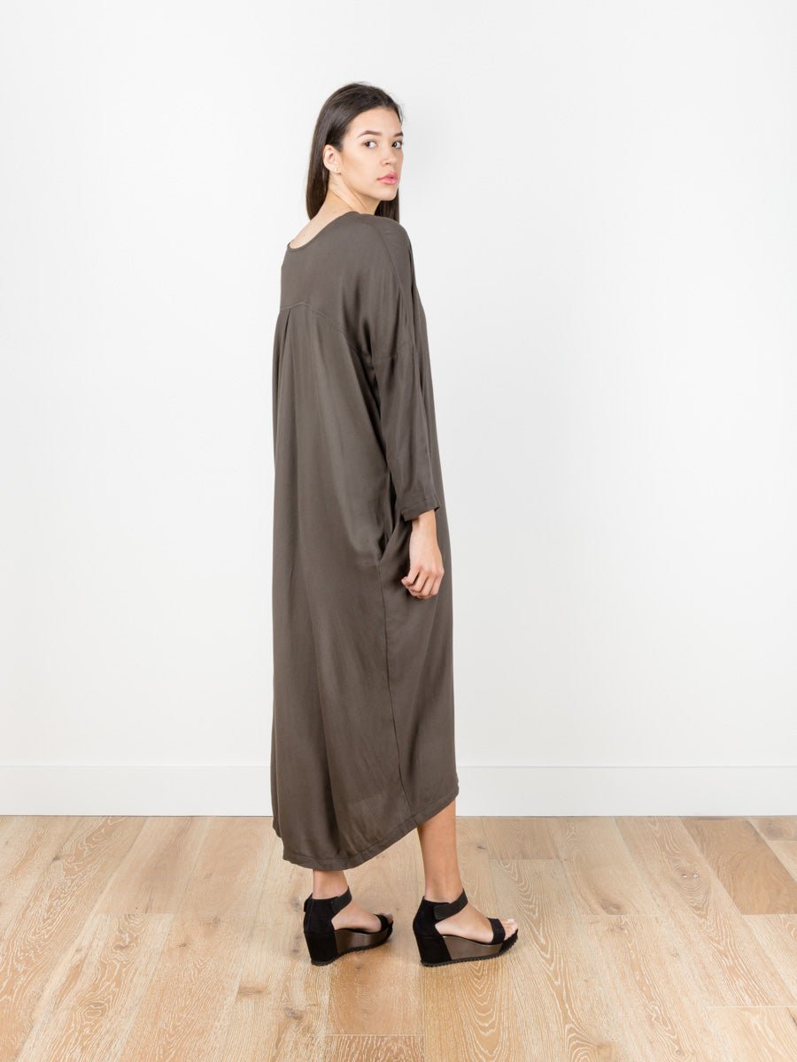 On Sale | Black Crane Pleated Cocoon Dress in Charcoal On Sale | Black Crane Pleated Cocoon Dress in Charcoal