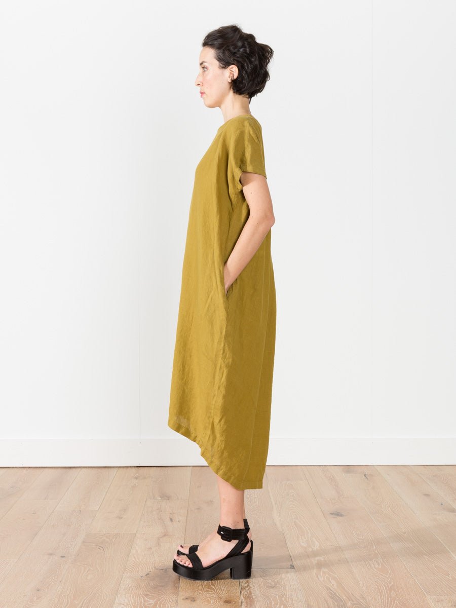 black crane linen long dress BLACK CRANE LONG LINEN DRESS