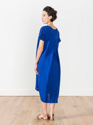 pleated cocoon dress - royal