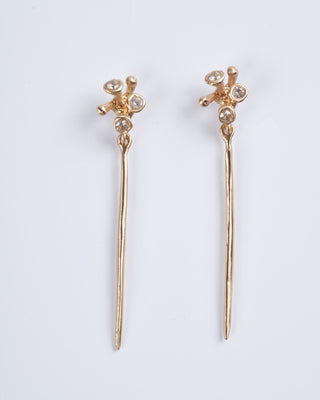 blossom bronze needle earring - bronze