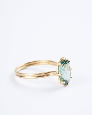 blue green tourmaline ring - blue/ gold