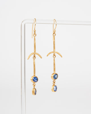 blue sapphire drop bone earrings