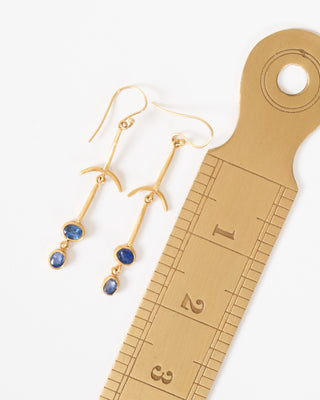 blue sapphire drop bone earrings